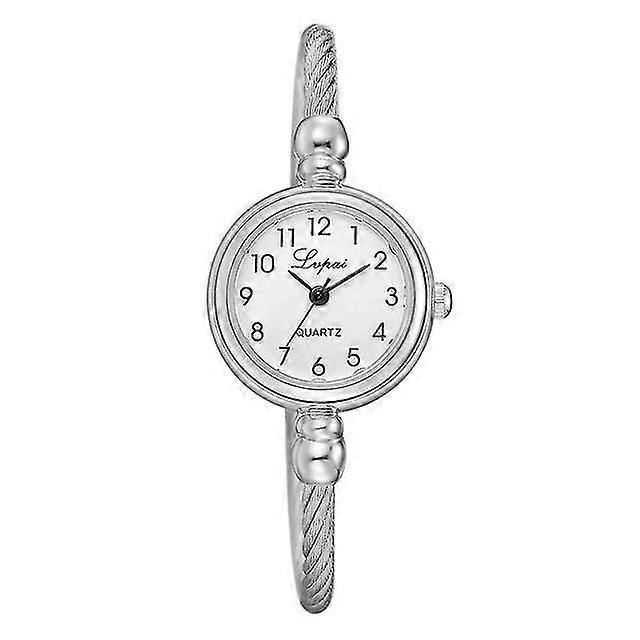 Lvpai Ladies Retro Round Large Dial Alloy Twisted Thin Chain Watch P432White