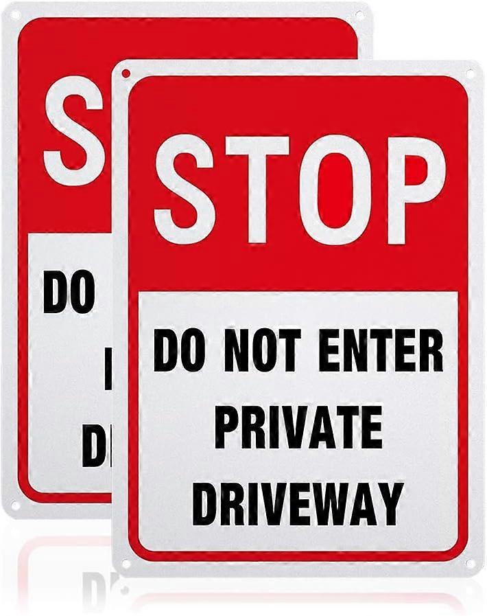 2 Pack Do Not Enter Private Driveway Stop Warning Sign, Aluminum Security Warning Signs for Home or