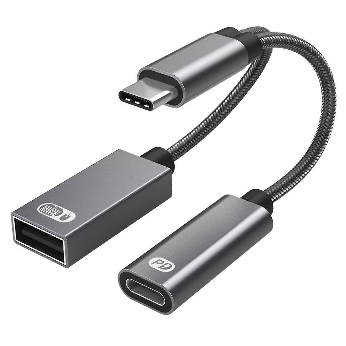 2 in 1 PD 60W USB C OTG Charging Adapter Cable Type C to USB 2.0 Data Converter for Laptop B