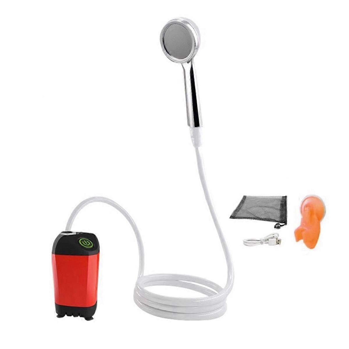 Red 4000mAh Bathing Artifact Simple Electric Shower in Field Dormitory Rural Household Shower No Temperature Measurement