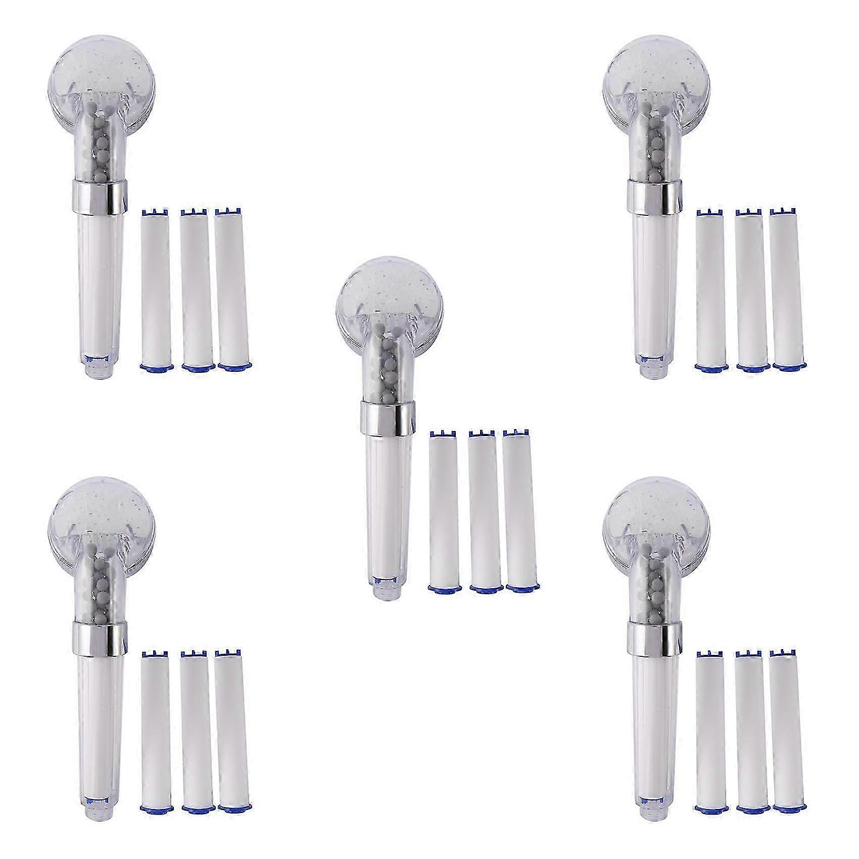 5 Set Negative Ions Handheld Shower Head Set with 15 Filters