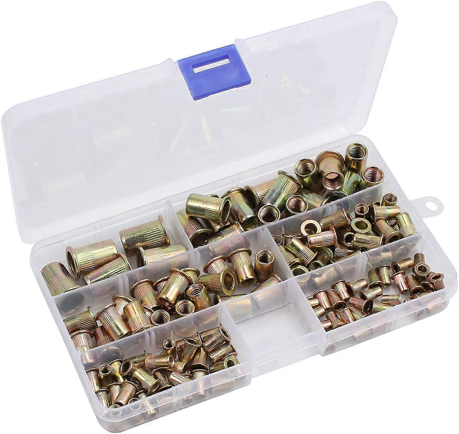 Professional Finish Rivet Nuts Kit, Easy Installation Zinc Plated Carbon Steel Fasteners For Your Projects, Wide Applications 150 Pieces