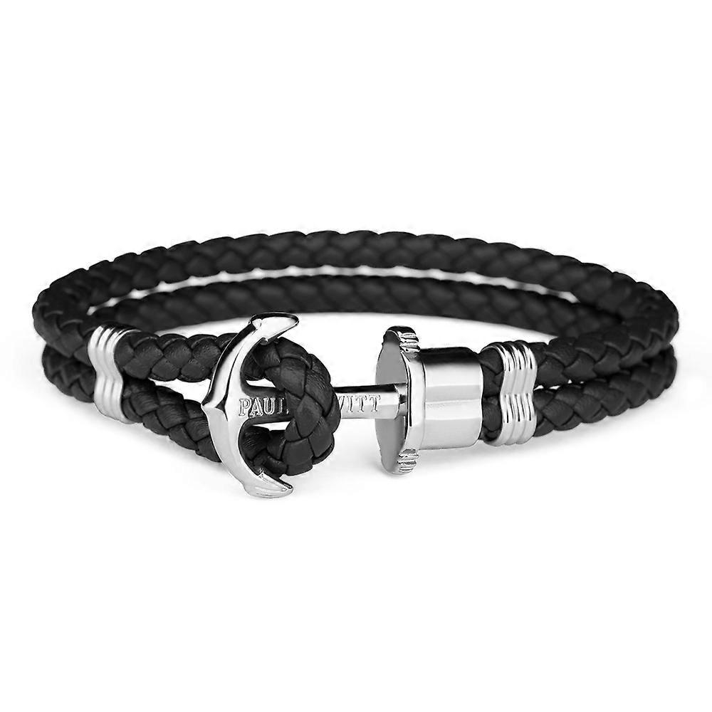 Paul Hewitt Phrep Leather Black / Silver Bracelet - L