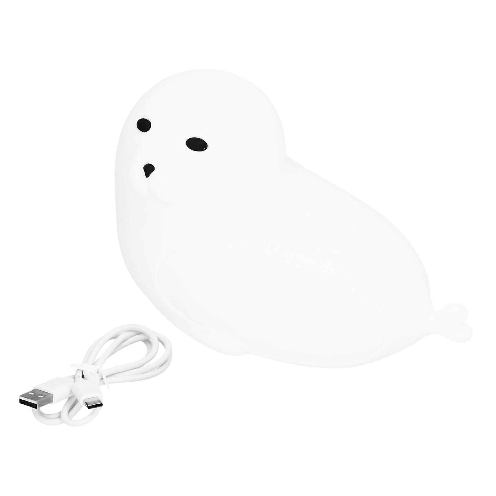 Sea Lion Shaped Night Light 7-Color Gradient USB-Charging Silicone Tap Lamp For Toddlers