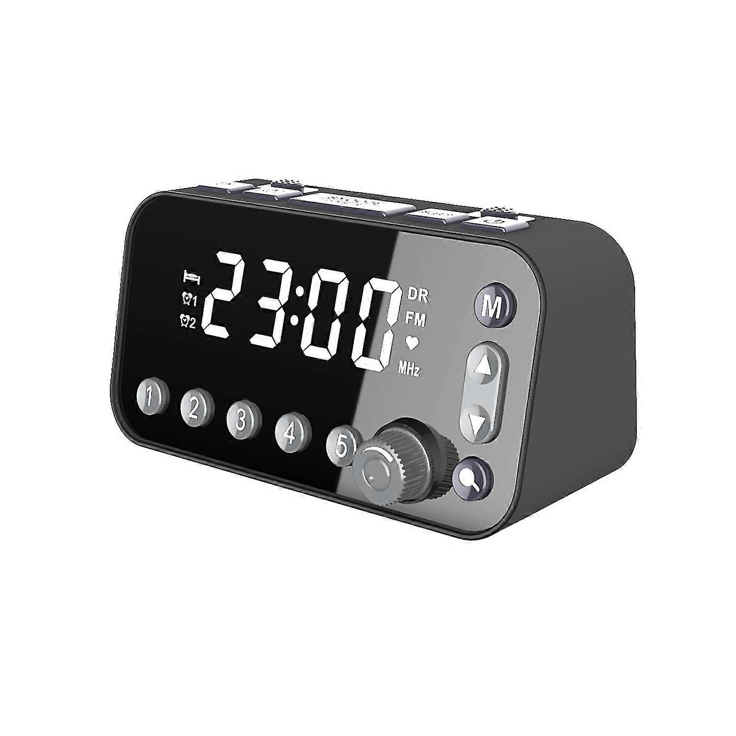 Digital Alarm Clock Radio Dual USB Adjustable Volume LED Display Sleep Timer Wireless FM/DAB Clock R