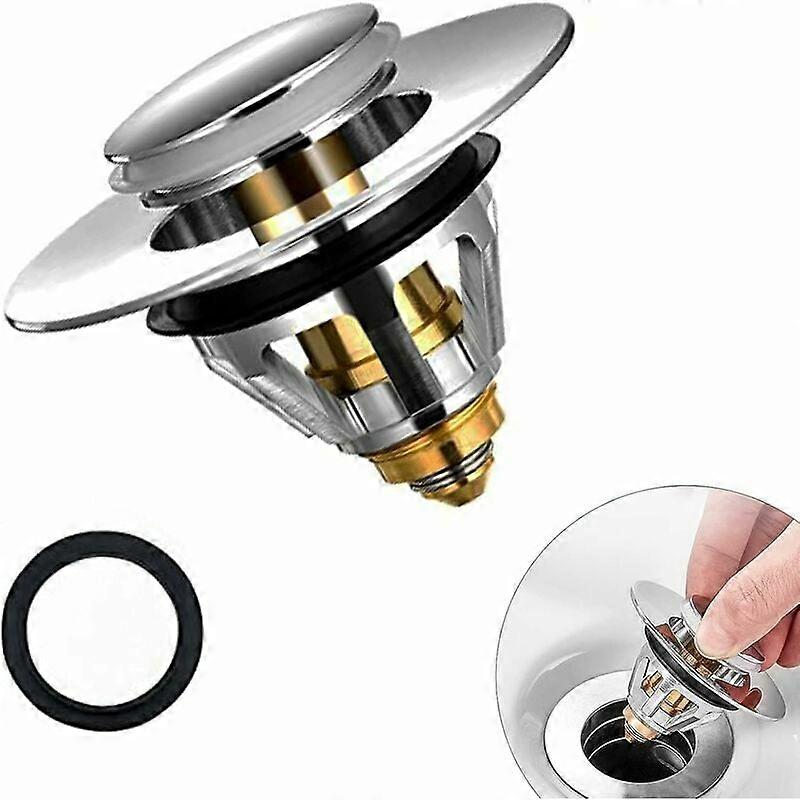 Pop Up Sink Stopper with Anti-Clogging Filter, Unversal Drain Plug, Countertop Sink Drain, Bath Drain (38-43 mm)
