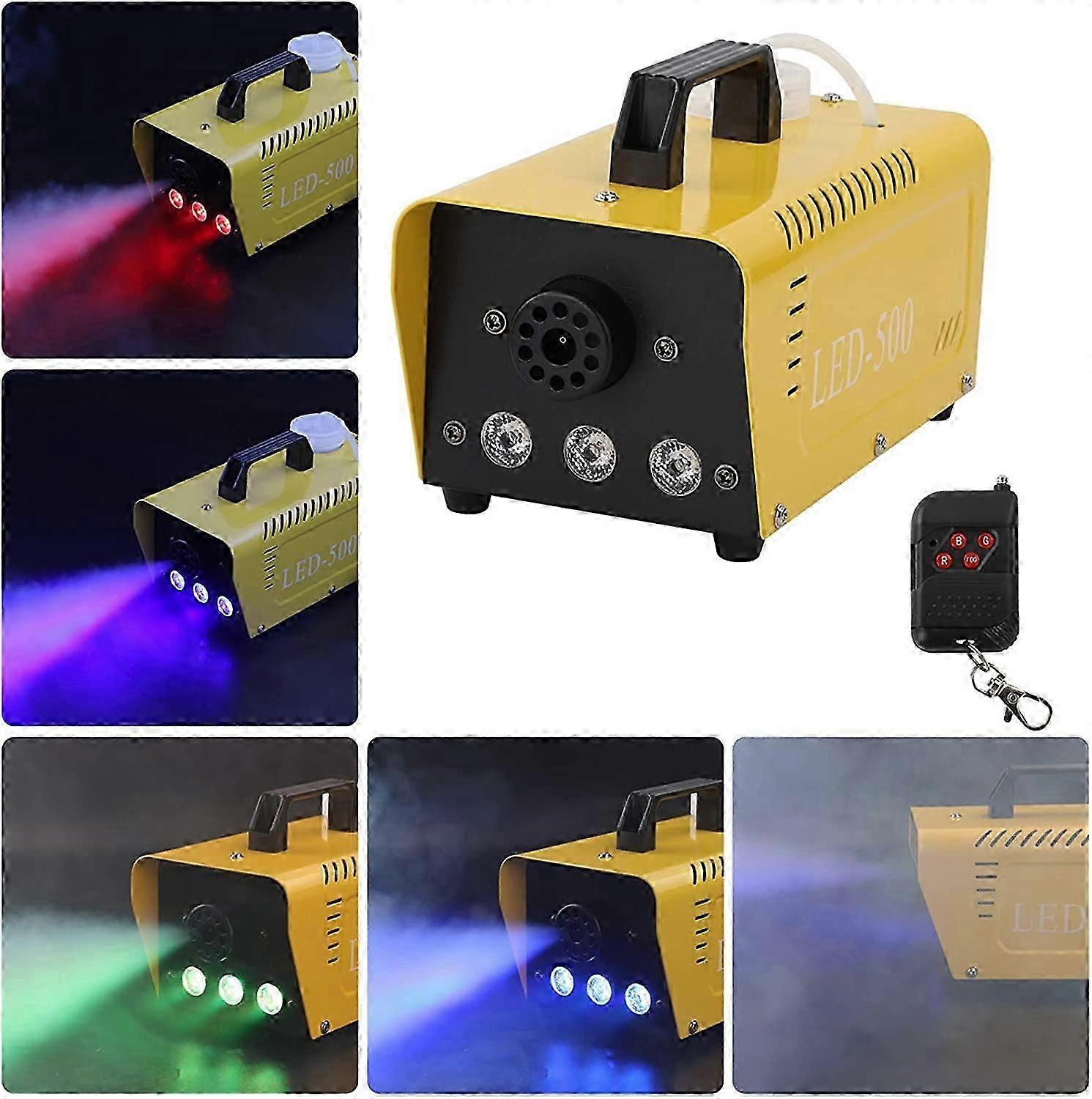 500W Smoke Machine with 3 RGB LEDs, Disco Light Effects Fog Machine with Remote Control for Wedding, Party, Theater, Club
