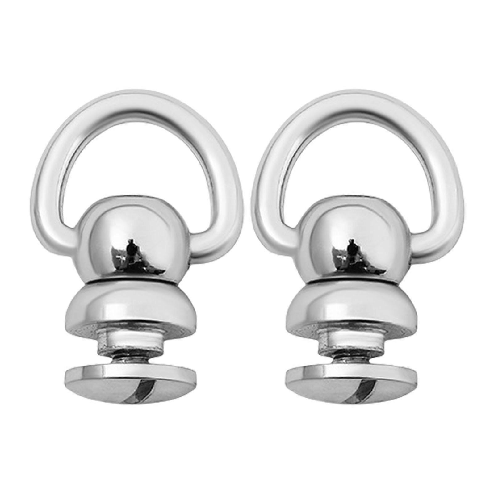 2Pcs Rotating D Rings Studs Rivets Metal Studs Rivets for Leather Collar Belt Handbag Shoes Case Jeans Studs Rivets Silver