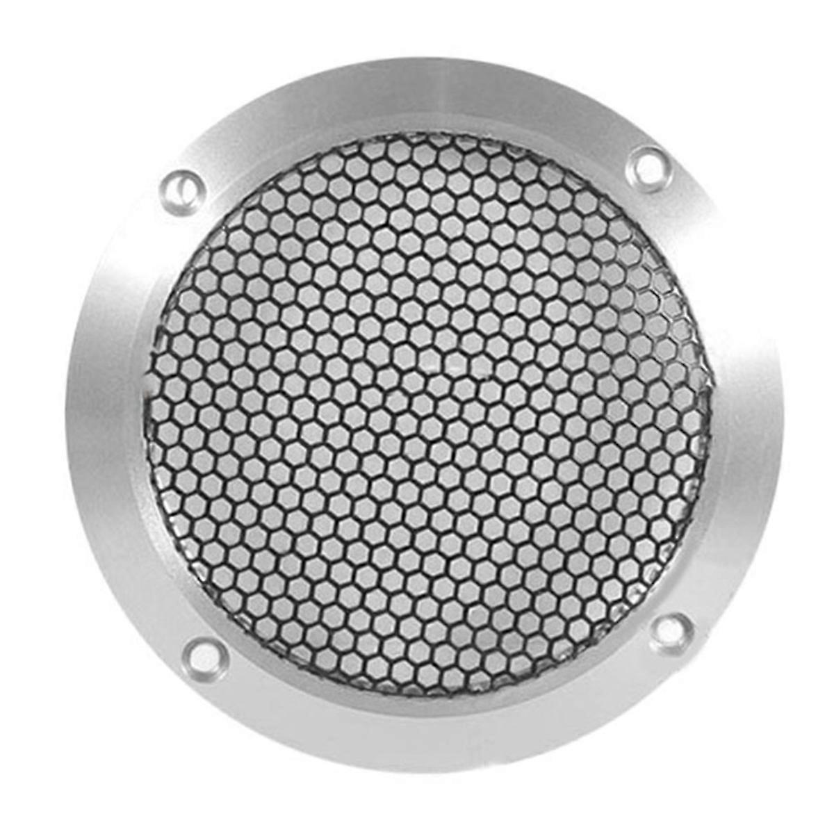Aluminum Car Tweeter Speaker Grill Cover, 4 Inch, Full Metal Mesh Grille for Audio Enhancement Silv