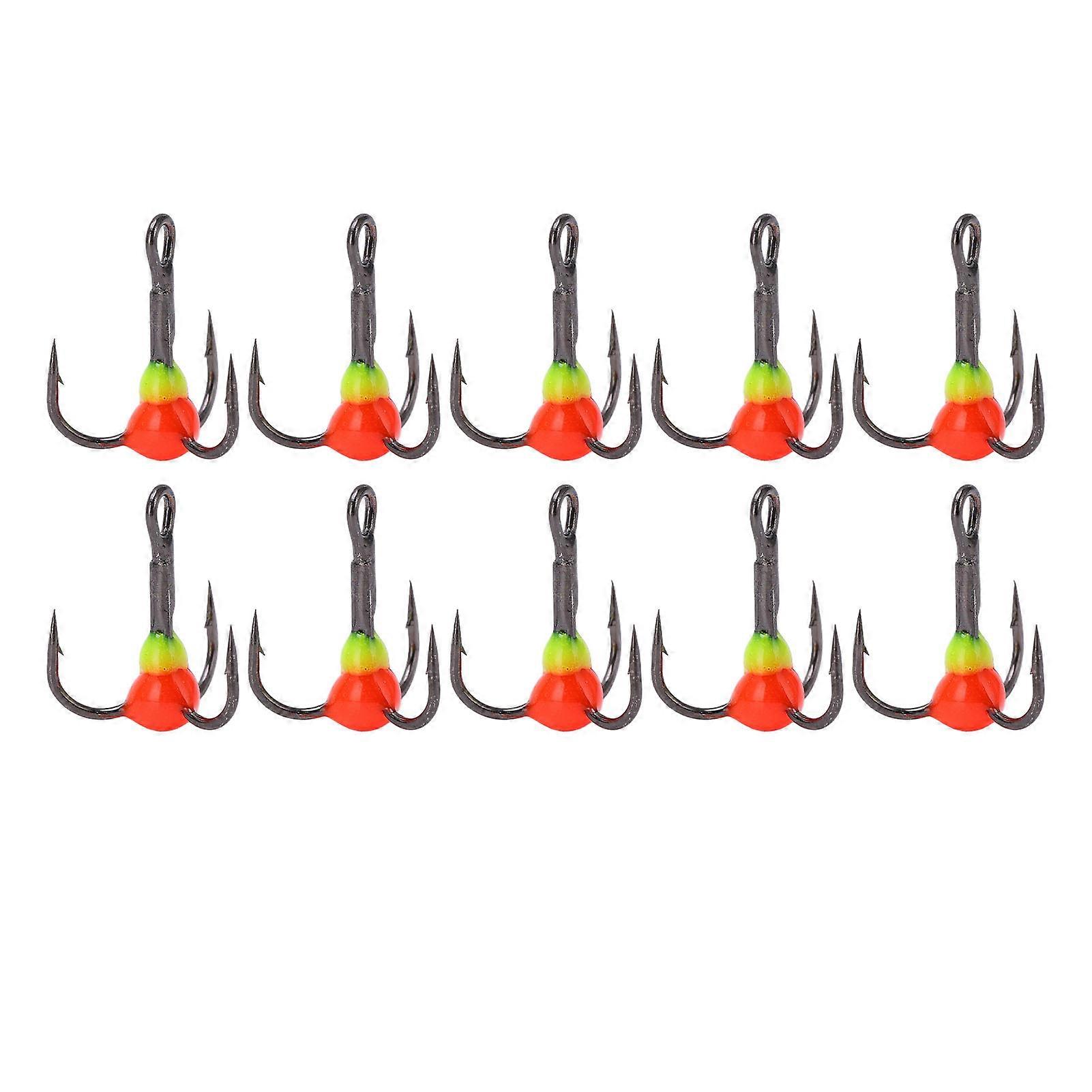 10pcs Treble Hooks High Carbon Steel Size 10 Sharp Bright Color Fishing Hooks Kit for Bass Trout Carp Lures Baits