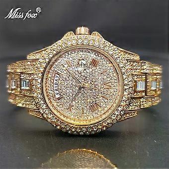 Relogio Masculino Luxury  Ice Out Diamond Watch Multifunction Day Date Adjust Calendar Quartz Watches For Men Droshipping