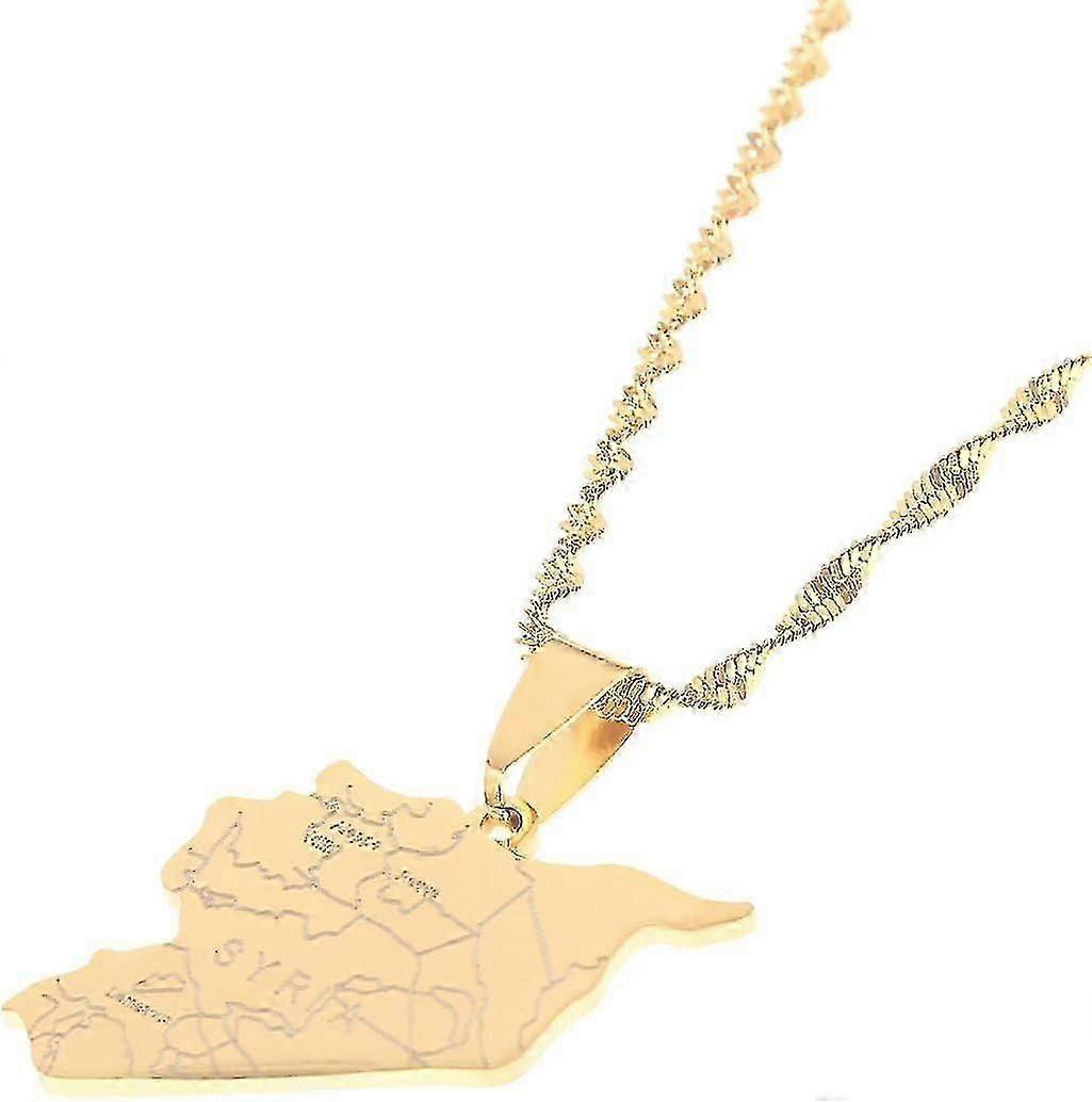 Acier inoxydable Syrie Carte Drapeau Pendentif Colliers Bijoux Syriens