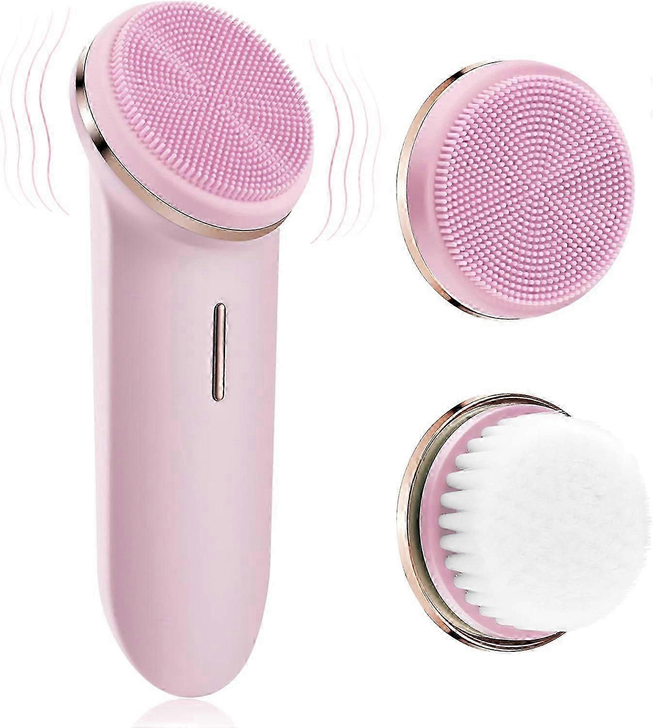 Sonic Facial Cleansing Brush, Vibrating Face Scrubber, 5 Speed Modes, 2 Brush Heads, Bristles & Sili
