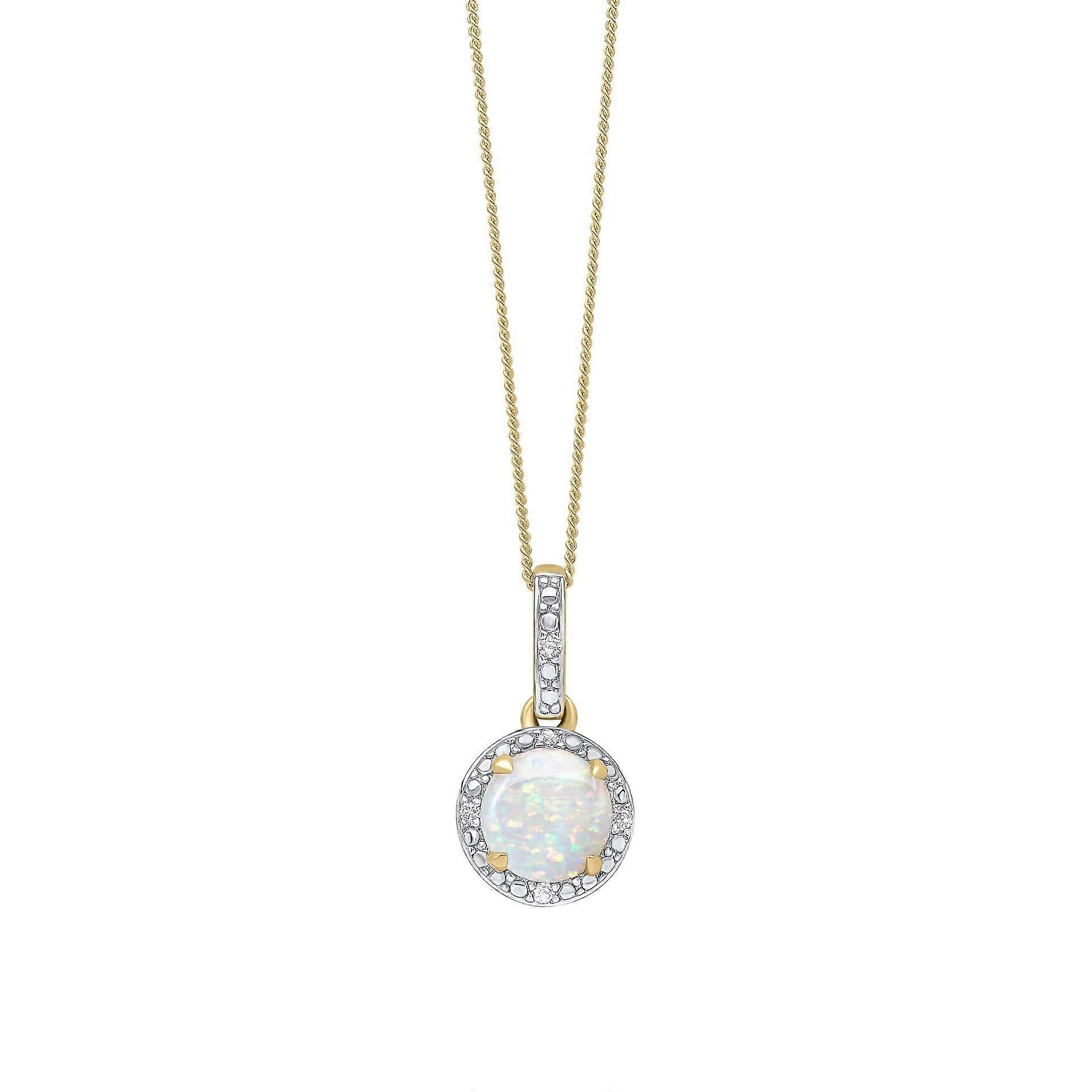 9ct Gold Rhodium Plated Opal Pendant GP2363W