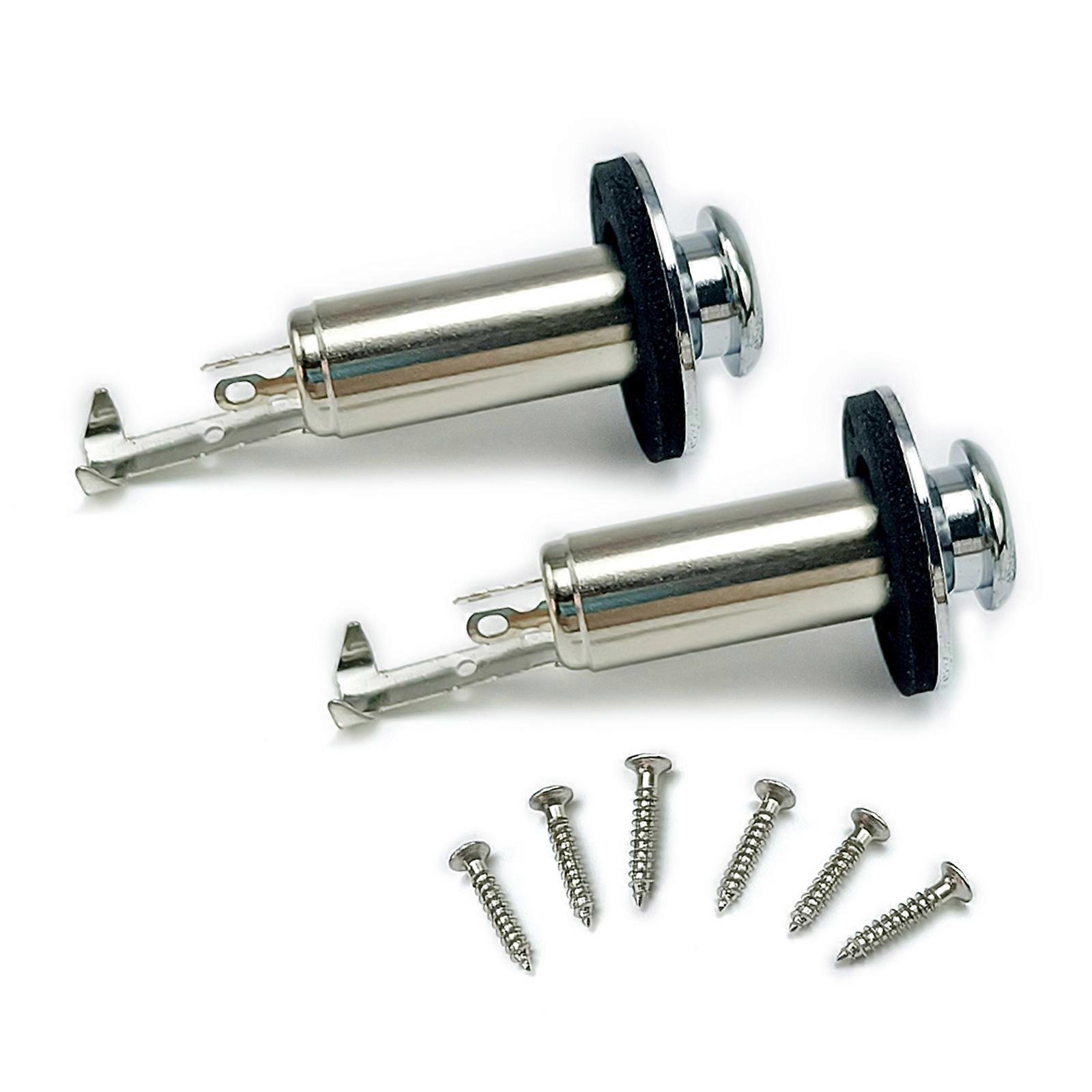2Pcs 6.35mm Guitar Strap Button Plug Socket With Screws Acoustic Electric Guitar Mono End Pin Endpin Socket Plug Silver