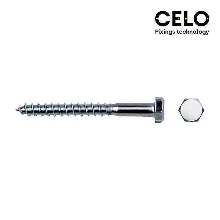 Box of 75 semi-threaded screws with hexagonal head din/ref 571 8x60 zinc-plated steel - celo.