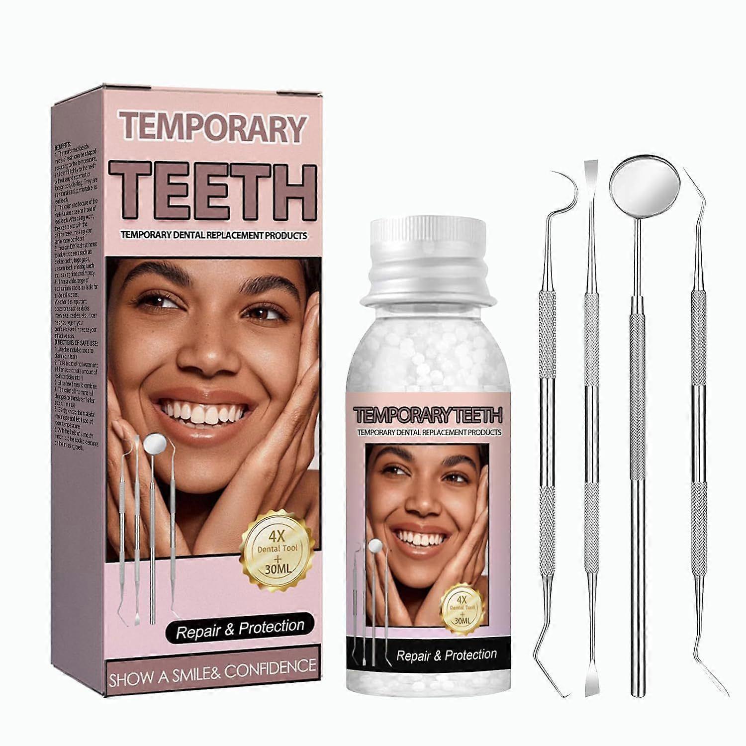 Tooth Repair Kit, Moldable Tooth Filling Repair Kit with 4 Dental Tool, Tooth Filling Kit Fixing The Missing and Broken Replacements, DIY Natural Fill