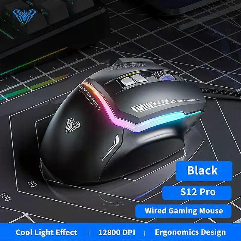 Wired Gaming Mouse,RGB Light Effect,Ergonomics Design,12800DPI Adjustable,With Finger Support,8 Buttons,Play Game For Gamer Mice