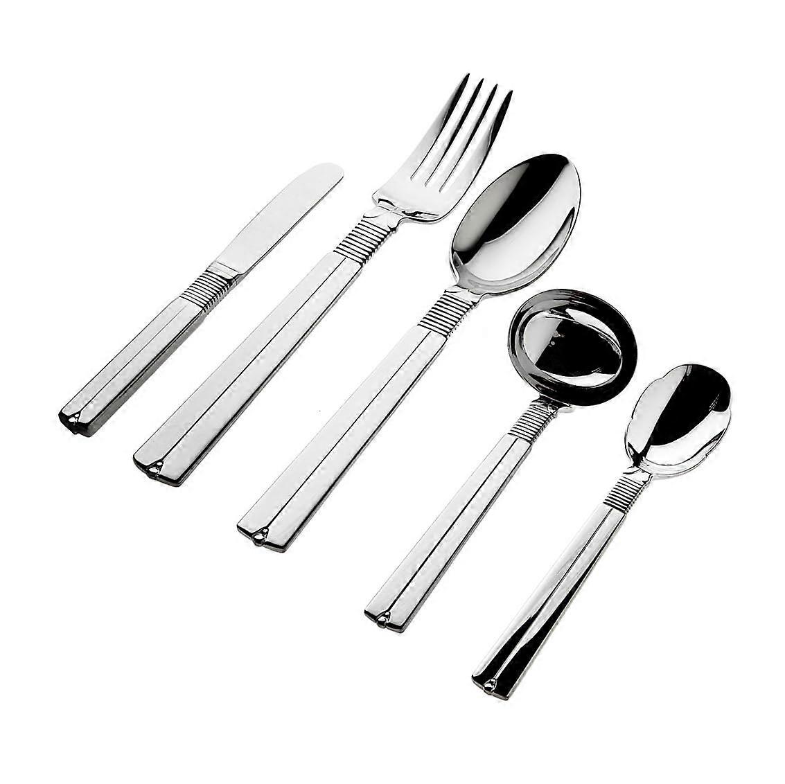 Argentieri Artisan Flatware Set, 18/10 Stainless Steel Flatware with Serving Spoon, 5 Piece Set