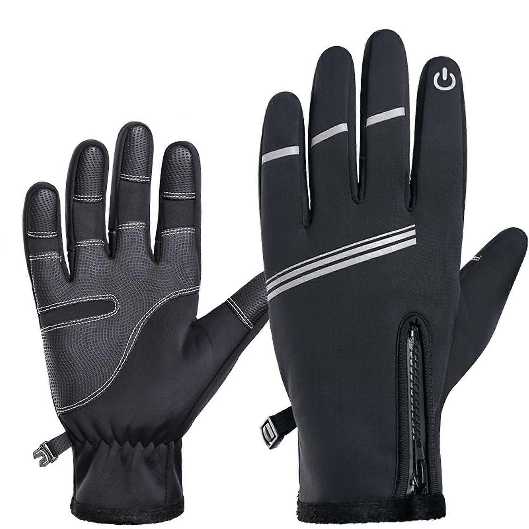 Gants de cyclisme d’hiver, gants de vélo pour hommes et femmes, gants thermiques à écran tactile coupe-vent à doigt complet vélo