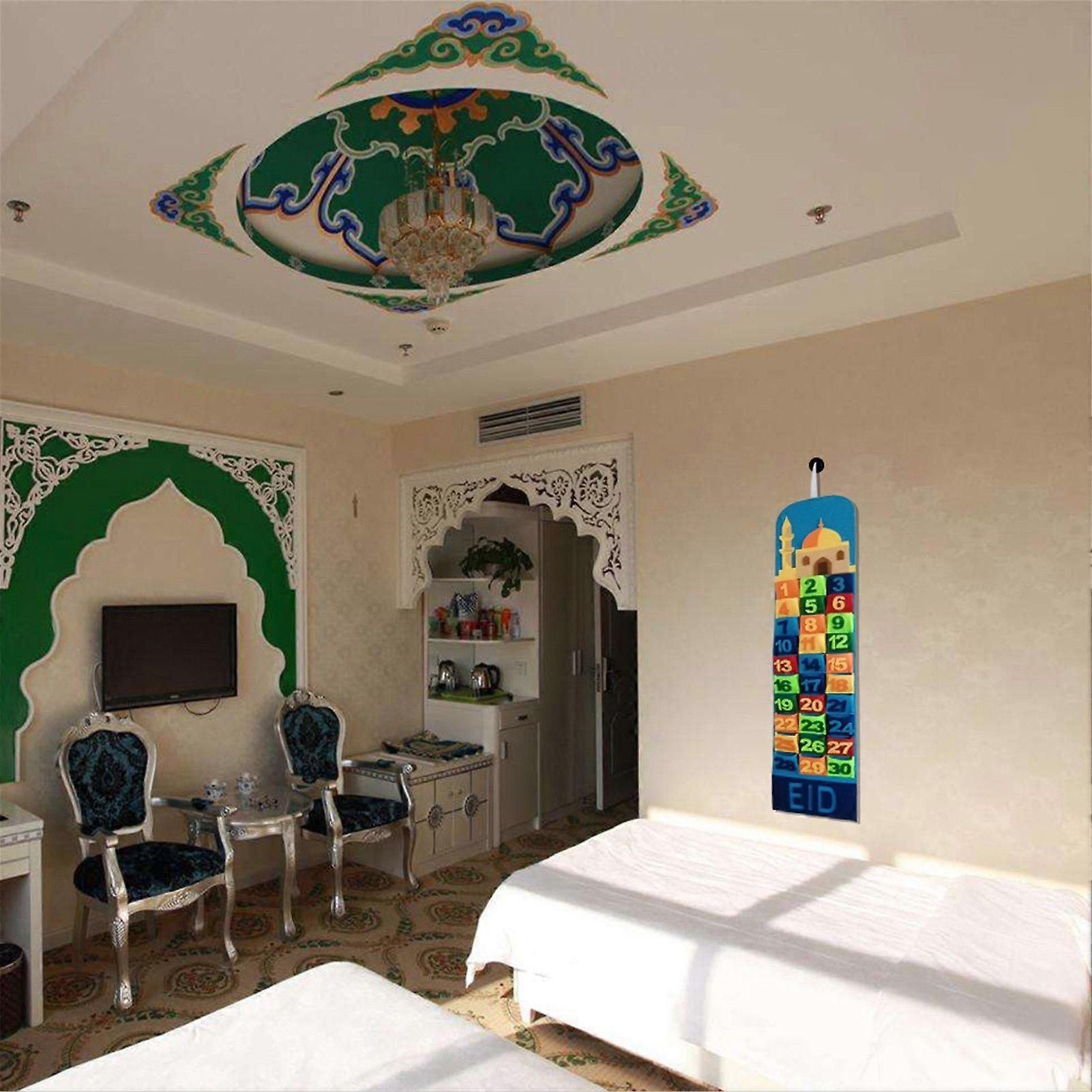 Ημερολόγιο άφιξης ραμαζανιού - Hangable Felt Eid Mubarak Ημερολόγιο αντίστροφης μέτρησης 2022 Felt Made, Eid Mubarak Σπίτι Κόμμα Διακοσμήσεις Παιδικά Δώρα Προμήθειες