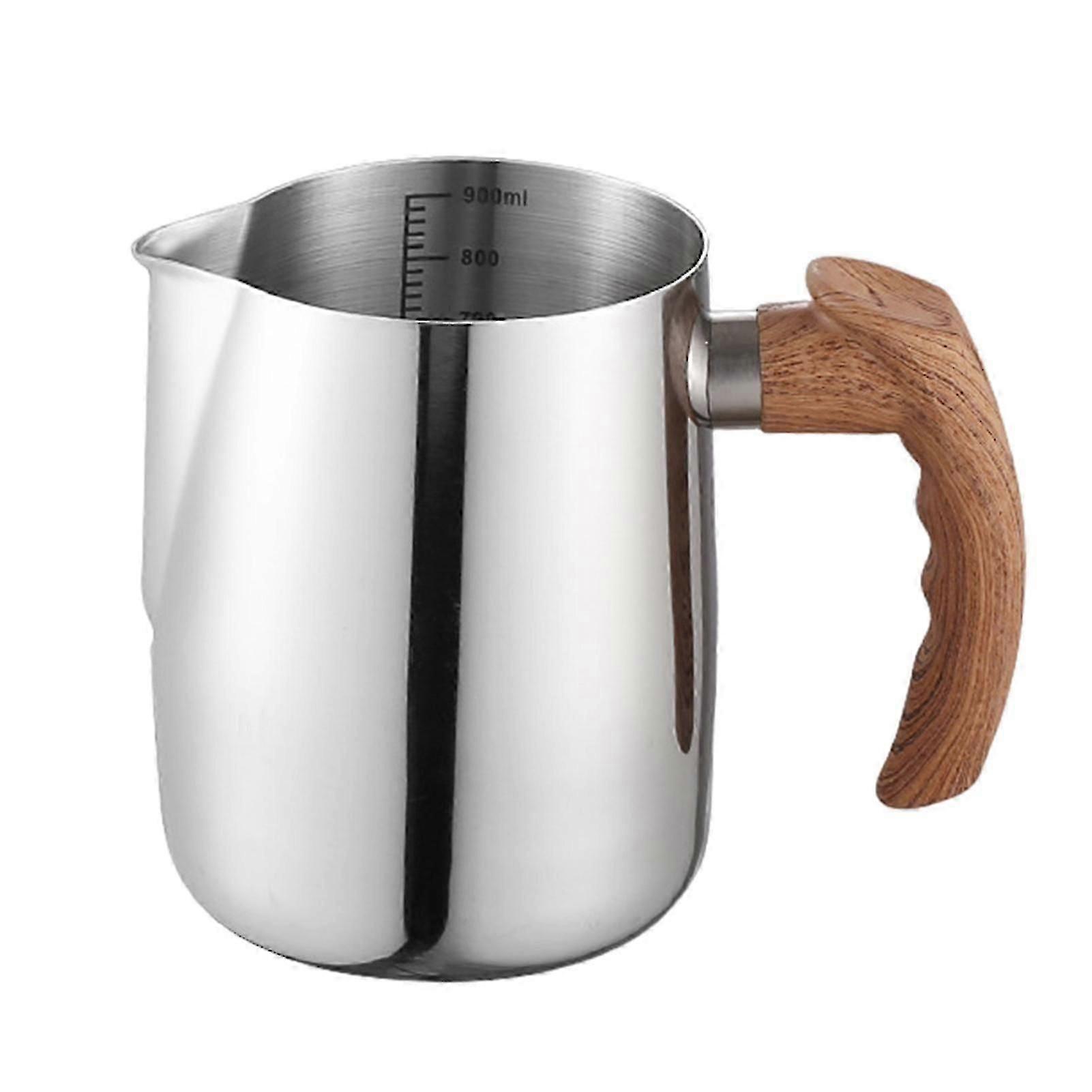 600ML/1000ML Latte Art Cup Stainless Steel Latte Jug Thickened Espresso Milk Frothing Cup with Handle for Home