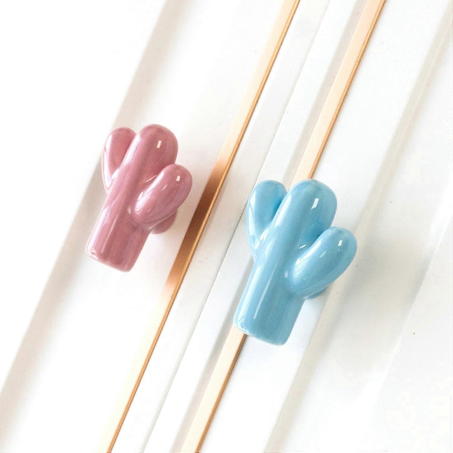 5pcs Cactus Ceramic Knobs Ceramic Cabinet Knobs Drawer Pulls Animals Kids Knobs Decorative Furniture Knobs