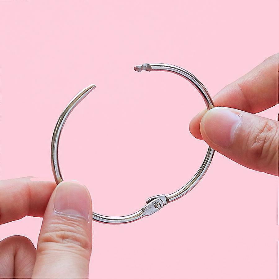 50pcs 35m Loose Leaf Binder Rings Key Rings Silver For Office