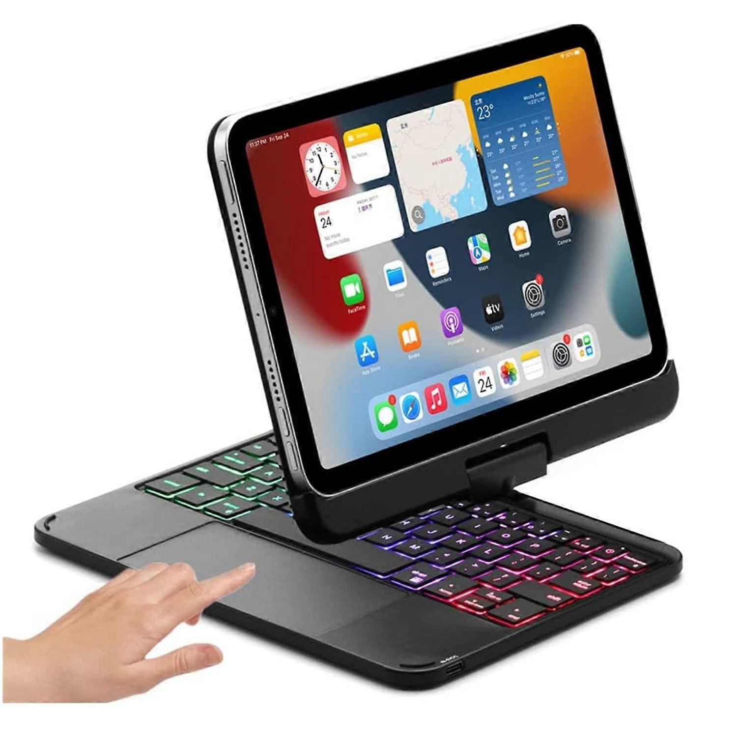 360 Degree Rotatable Keyboard Case for iPad Mini 6 Trackpad 7-Color Backlight Magnetic Back Cover Bluetooth Keyboard 8.3In