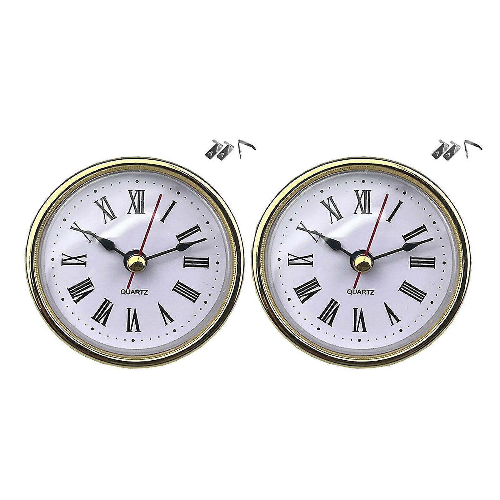 DIY Craft 65mm Round Clock Insert White Face with Golden or Silver Trim for Table Clocks