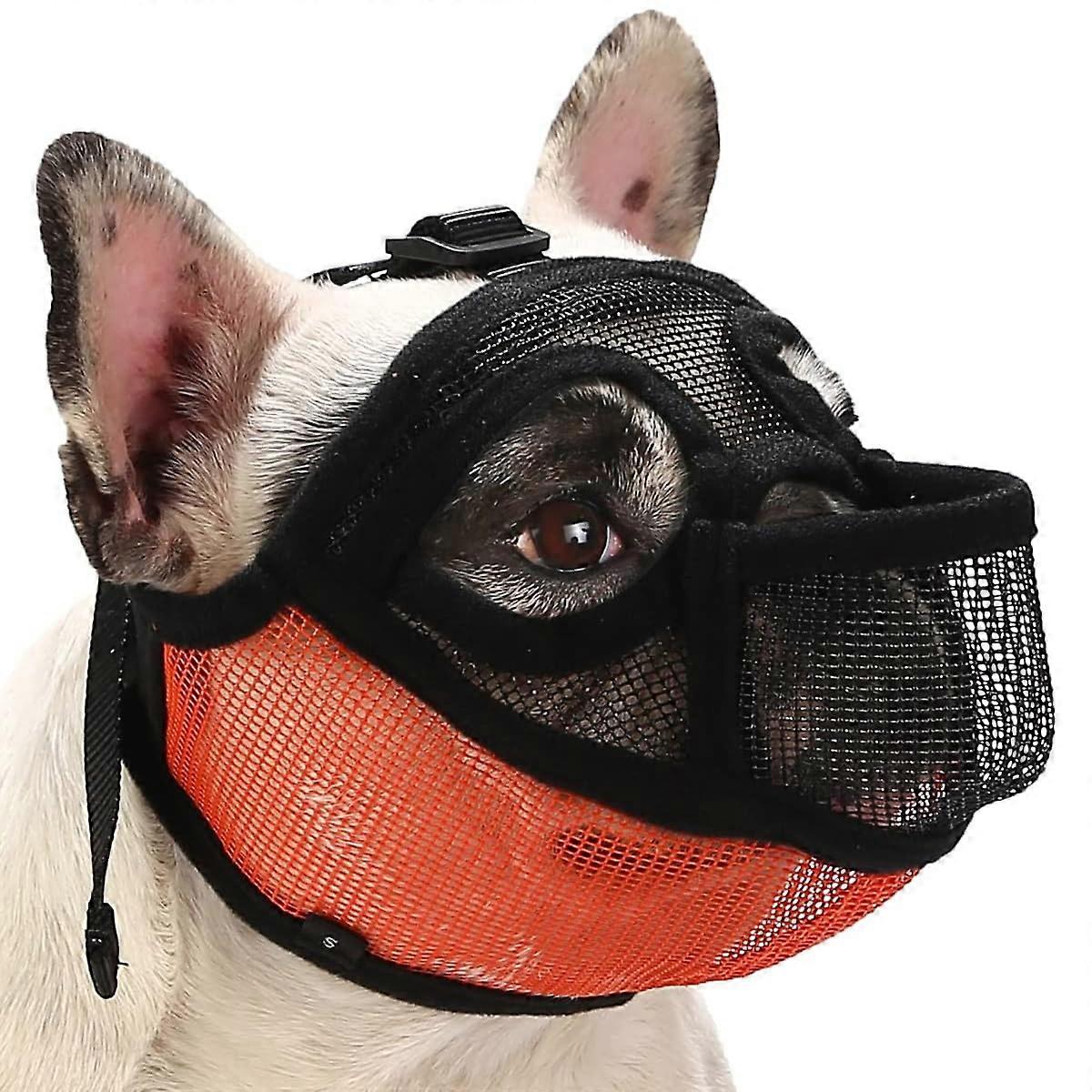 Bulldog Muzzle, Short Snout Dog Muzzle, Mesh Muzzle with Tongue Out Design, Flat Face Dog Muzzle(Orange)