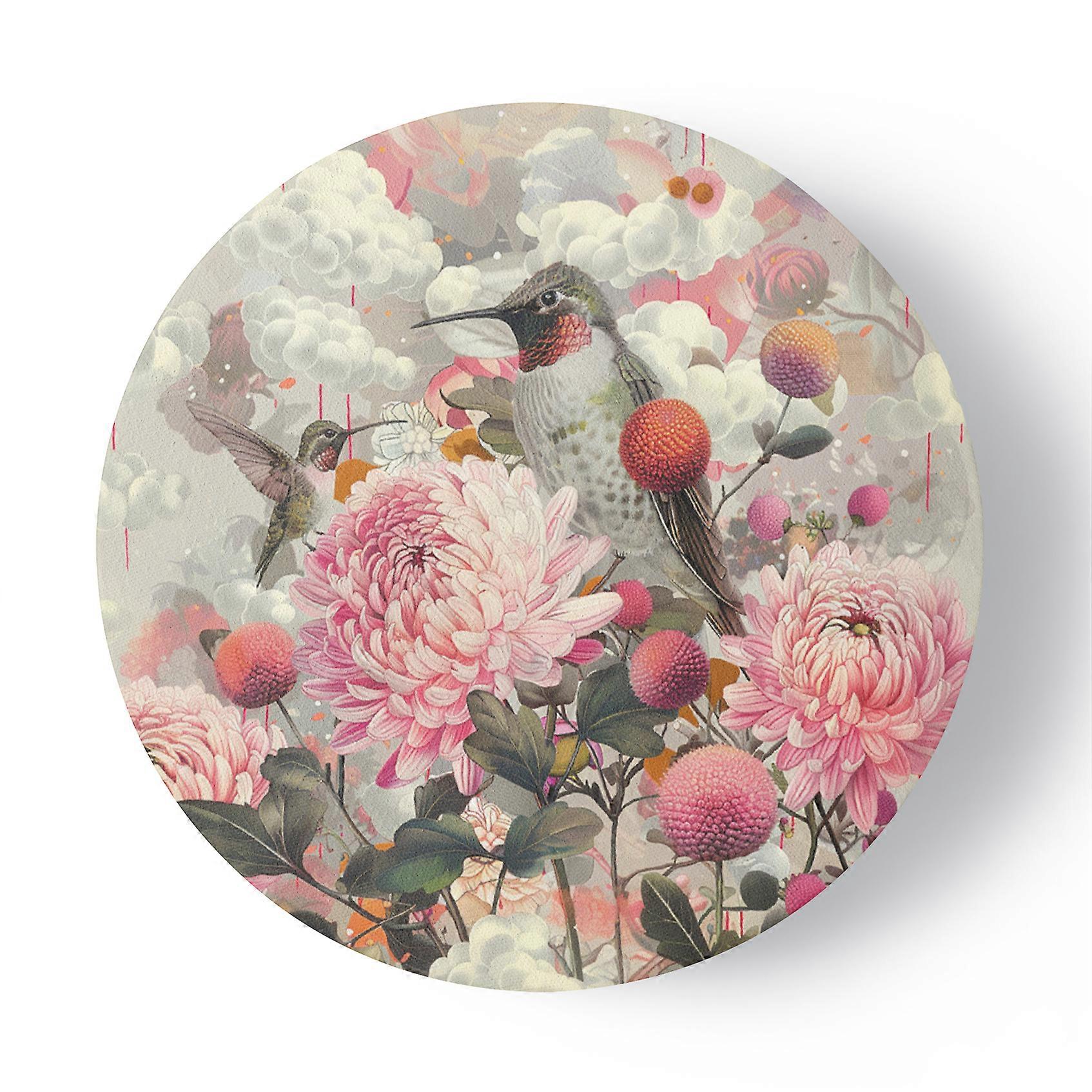 Impression sur toile, Animaux Fleurs Oiseaux - 80x80