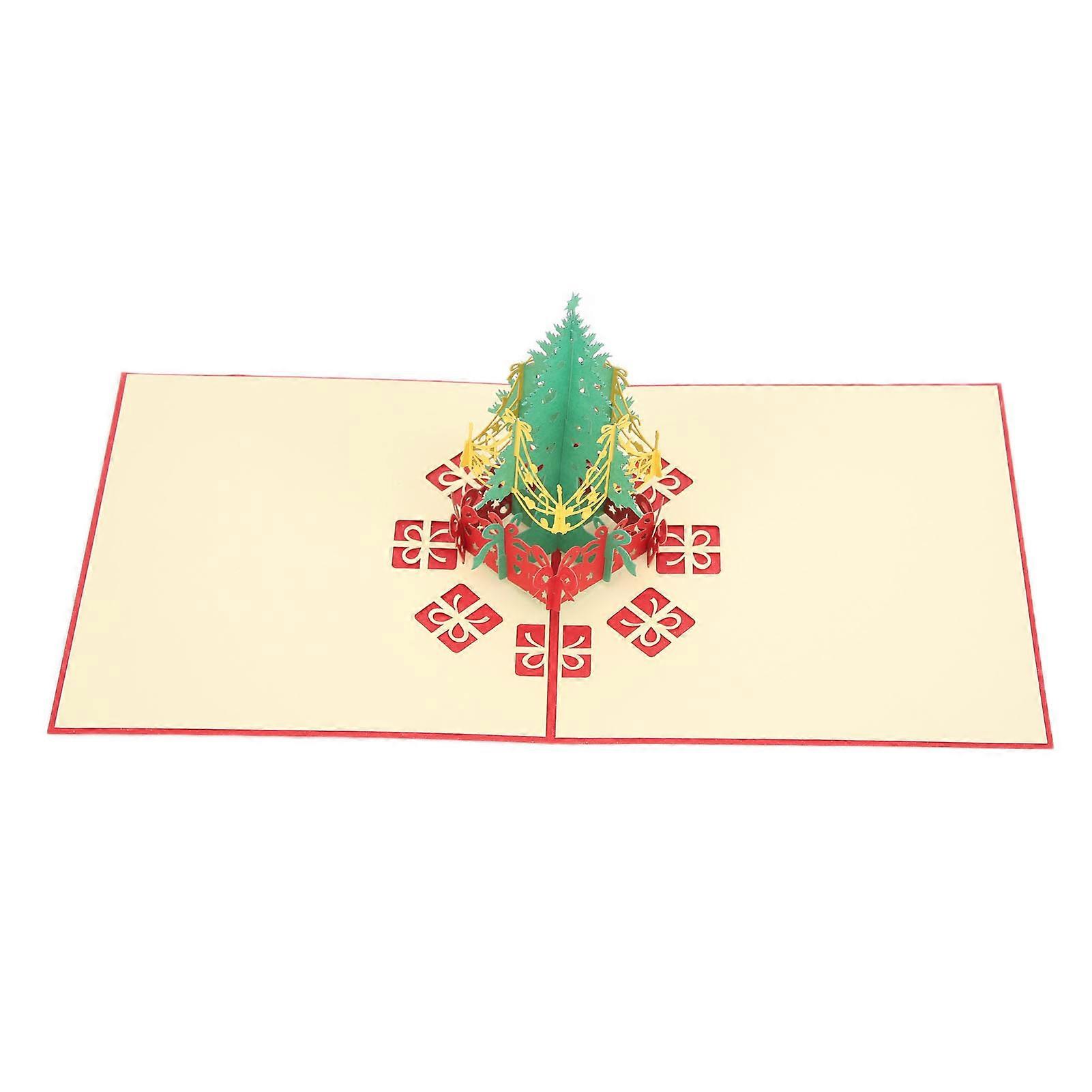 Greeting Card Three Dimensional Christmas Special Shape Decorative Paper with EnvelopeRed 3D Christmas Tree 