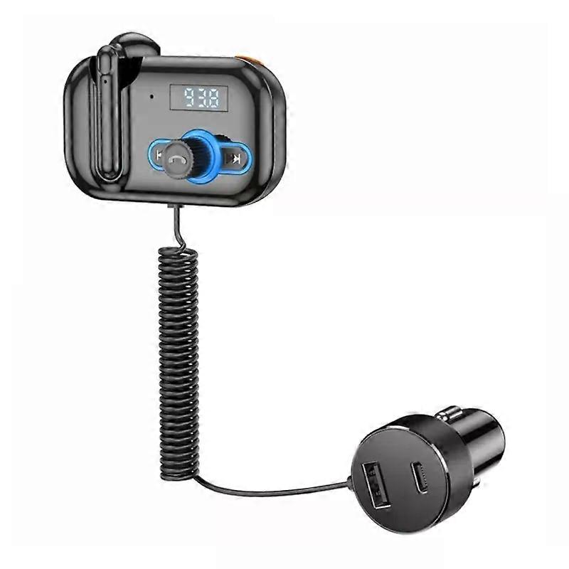 Vehicle-Mounted Bluetooth Handsfree Headset Fm Transmitter Pd Fast Charge Dual Charge Usb Multi-Function Receiver