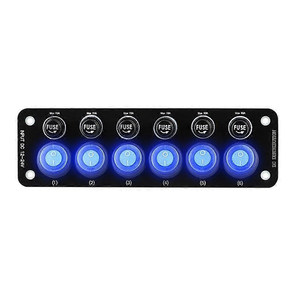 6 Port Switch Control Panel for 12V Car, RV, Motorhome, Boat, and Camping with On/Off Toggle Switches