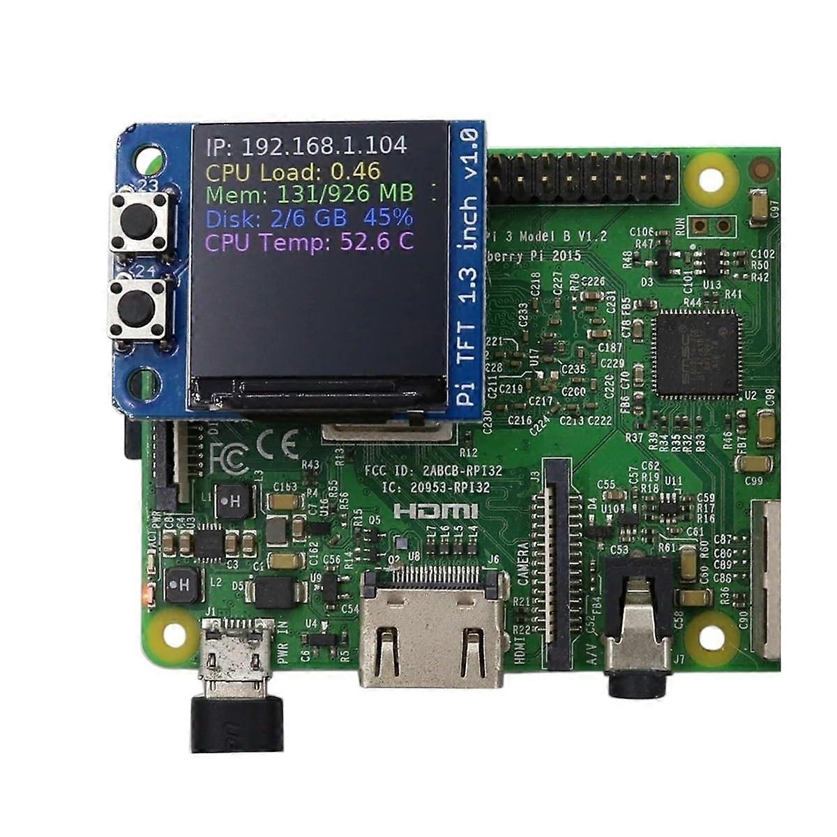 Mini Pi PiOLED TFT 1.3 Inch 240x240 SPI Interface OLED Display Module for Raspberry Pi Compatible Projects