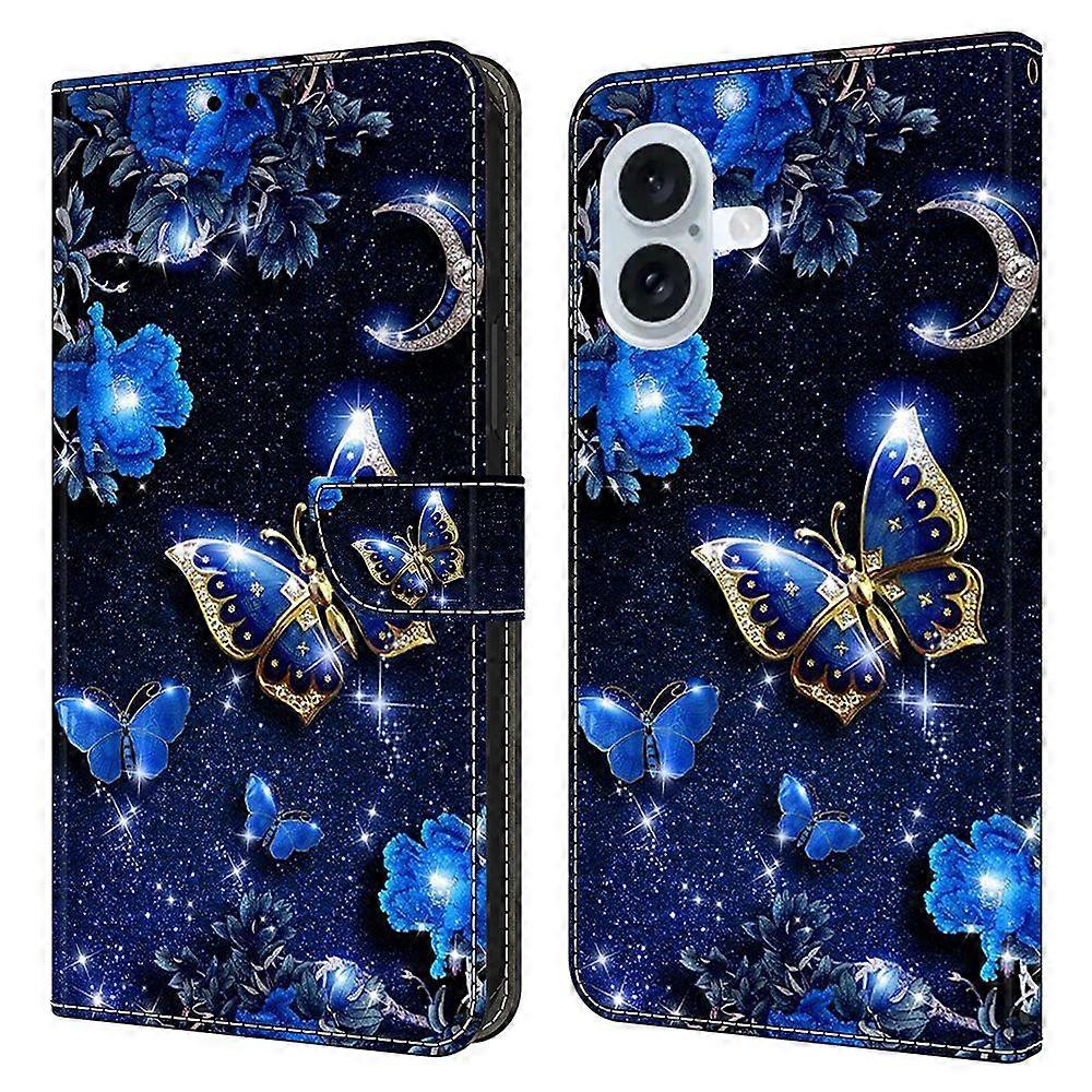 For iPhone 16 Plus Leather Case Pattern Printing Wallet Stand Flip Phone Cover