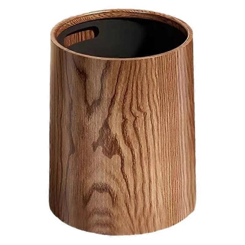 Multi-scene Imitation Wood Grain Trash Can Vintage Garden Trash Can with Lid for Home Office Vintage Decorative Storage