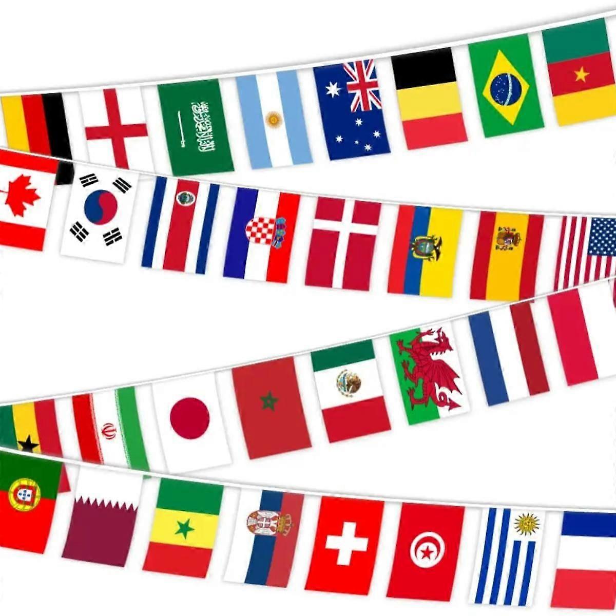 2022 Qatar Soccer World Cup Flags Banner String A set of 32 Countries International Small Hangings Flags
