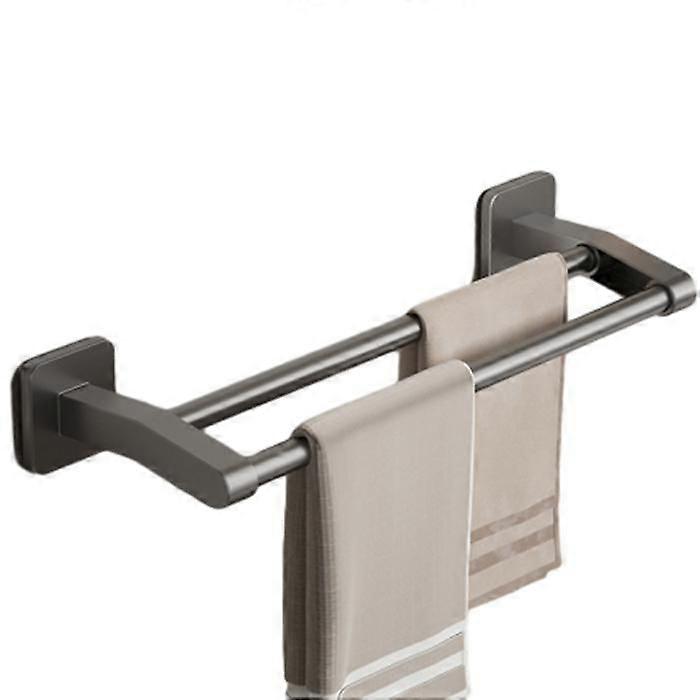 Double Frame No Need to Drill Holes Bathroom Towel Rack Wall Mounted Towel Ring 40cm,Grey for Towel Holder