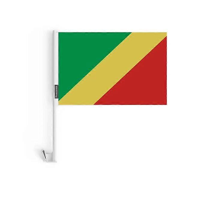 Flag Car Republic of the Congo – 14 x 21 cm – Polyester Fabric – Window Attachment – 10 pieces