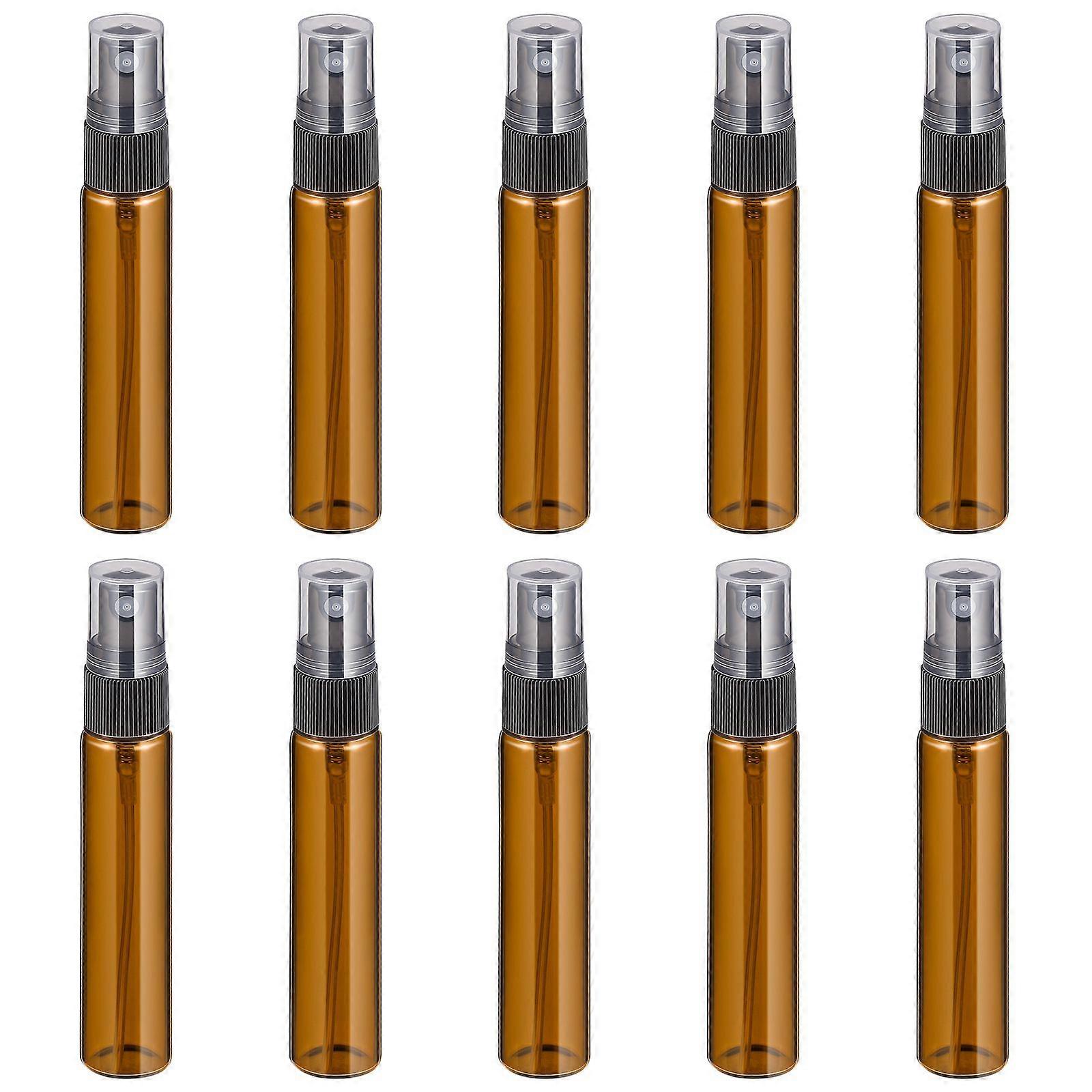 Lurrose 10 stk sprayflasker små tomme glassflasker parfymevæskedispensere for sminke og hudpleieprodukter (10 ml, lysebrun)