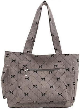 Women's Cute Bow Corduroy Hbag with Multiple Pockets