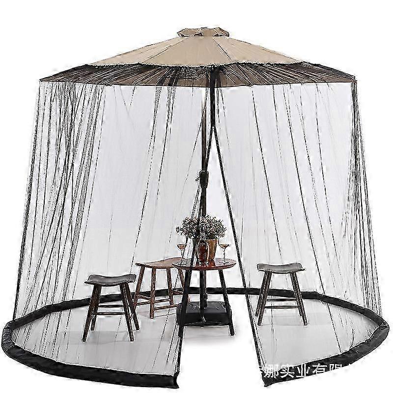 Cylindrical mosquito net for parasols, 3 m, with zipper and black ballast
