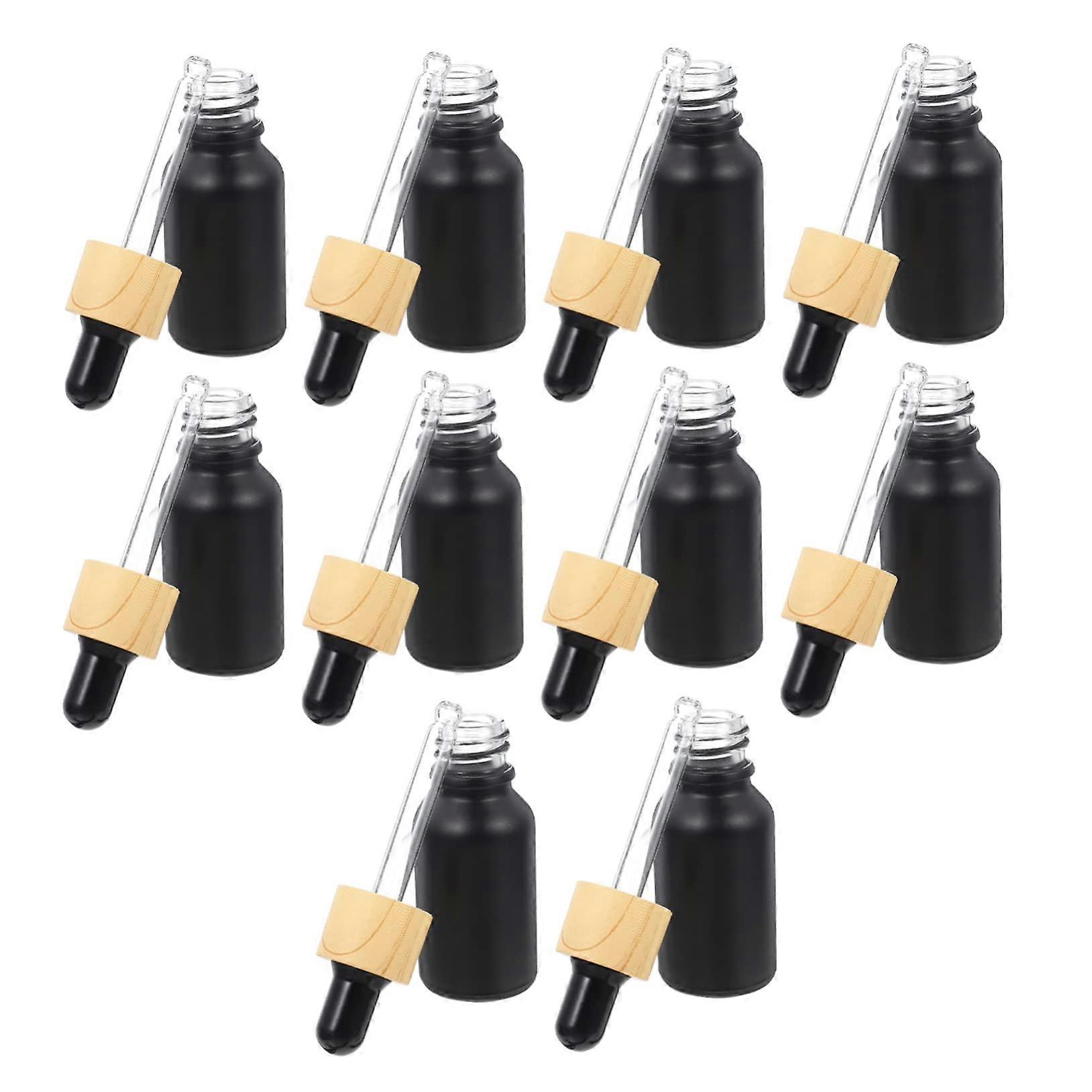 10pcs Black Frosted Essential Oil Glass Bottles Dropper Bottles Sealed Cap for Household Travel