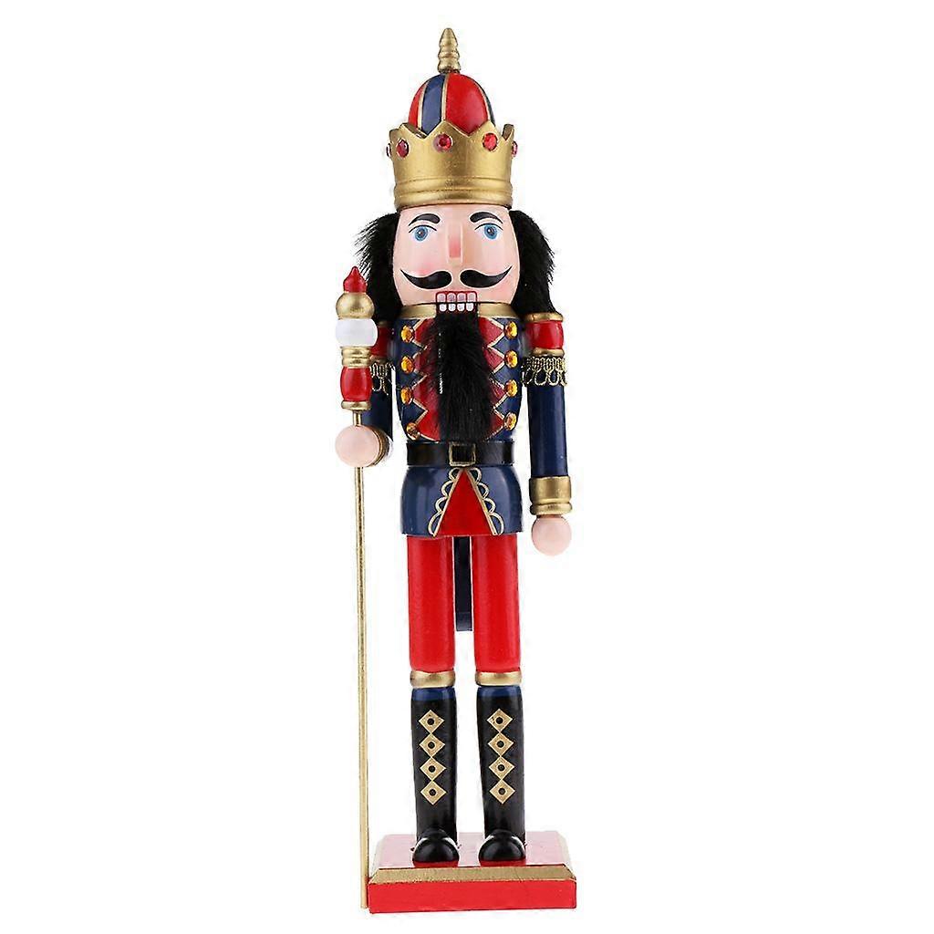 38cm Exquisite Nutcracker King with sceptre Puppet Xmas Ornament Home Decor