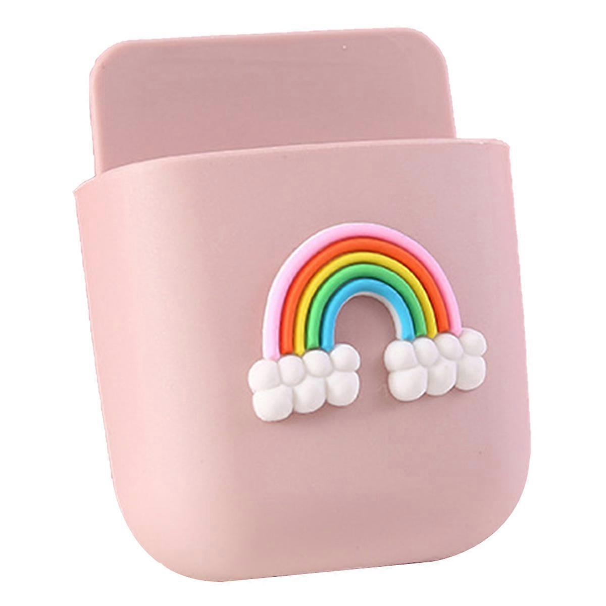 Cartoon Storage Box Wall Mounted Storage Container Cute Phone Storage Box for Home Decoration(Rainbow Pattern)
