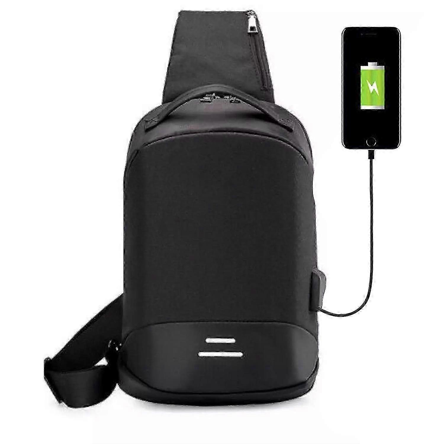Small Antitheft Backpack And School Bag With Usb Charging Port - Black