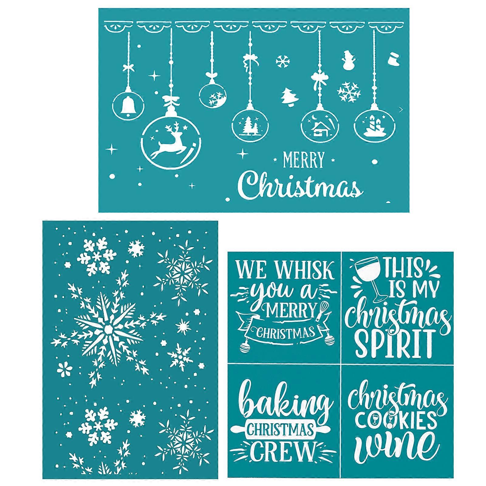 Christmas Element Silk Screen Printing Stencil Reusable Sign Stencils Set of 3 for Starters Beginners Handmade Crafts Multicolor