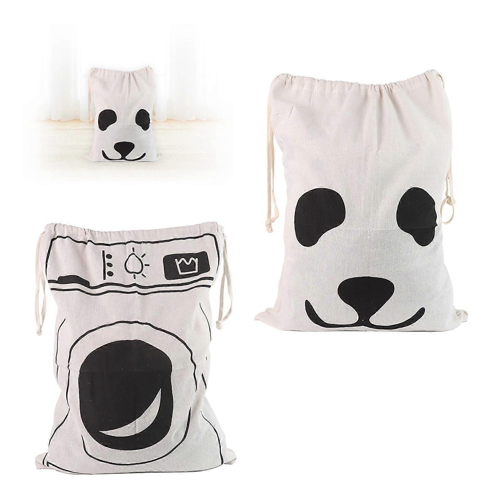 Pack of 2 Laundry Bags Cotton 46x62cm with Drawstring for Home Travel
